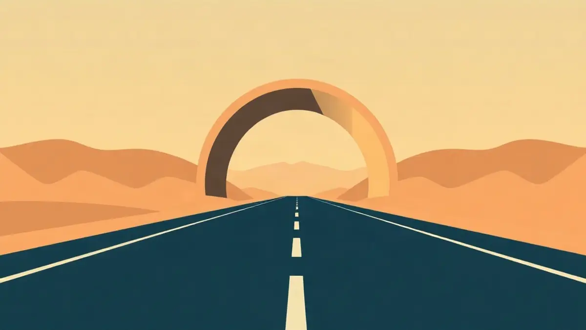 Abstract illustration accompanying: Driving a Dubai Rental Car to Abu Dhabi and Other Emirates